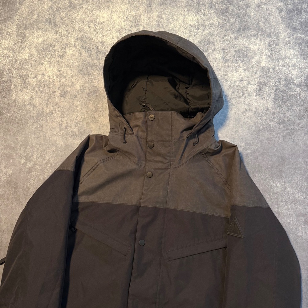 Burton Mens Living Lining Snowboard Jacket‎ Black Gray Hooded Parka Size Medium